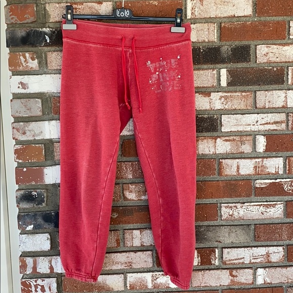 WOMENS PINK Victoria’s Secret red sweatpants size XS❤️❣️❤️🔥💔❤️🩹 - Picture 2 of 6